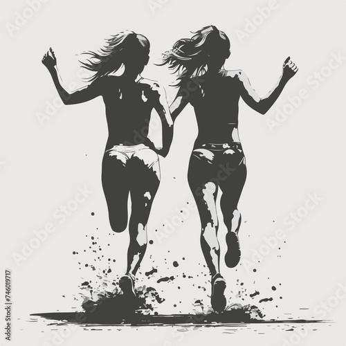 keywords for silluette of a women running