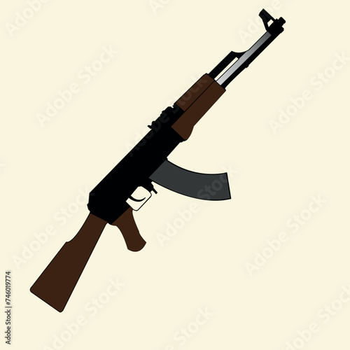 The machine gun is drawn as a side view. The weapon consists of a stock, barrel, sight, ammunition horn and trigger mechanism. Technology facilitates murder.
