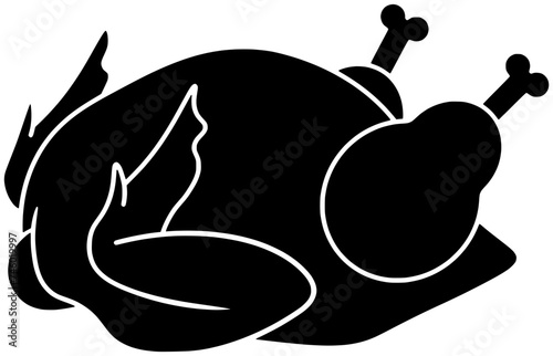 roasted illustration chicken silhouette meal logo roaster icon cook outline fried dinner cooking food restaurant hot kitchen meat lunch shape of cooking food for vector graphic background
