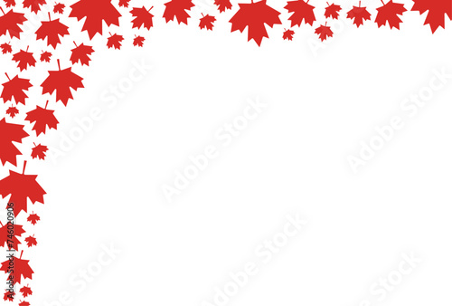 Canada Maple leaves symbol falling creating a frame on isolated white background. empty space for text. Canada Day concept