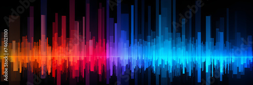 Colorful Visualization of High Frequency Hertz Sound Spectrum with Intensity Bars photo