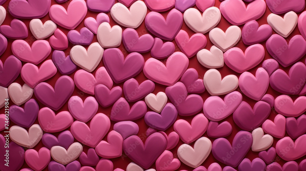 Beautiful love background for Valentine Day made of hearts.