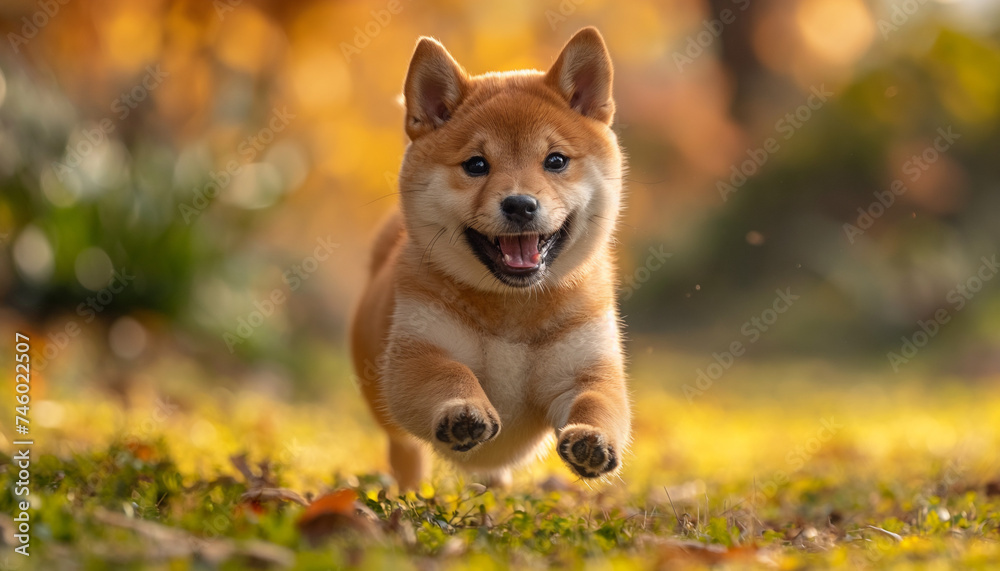 Siba Inu puppy joyfully playing in the park, capturing the essence of youthful exuberance and boundless energy Siba Inu puppy joyfully playing in the park, capturing the essence of youthful exuberance and boundless energy