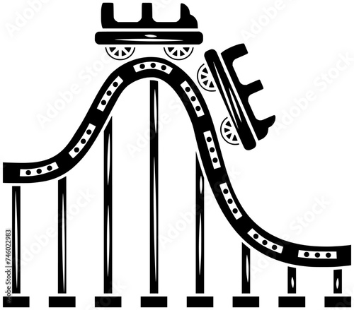 carnival illustration amusement silhouette roller logo ride icon park outline train track coaster fun entertainment adventure leisure rollercoaster funfair shape of coaster fun for vector graphic