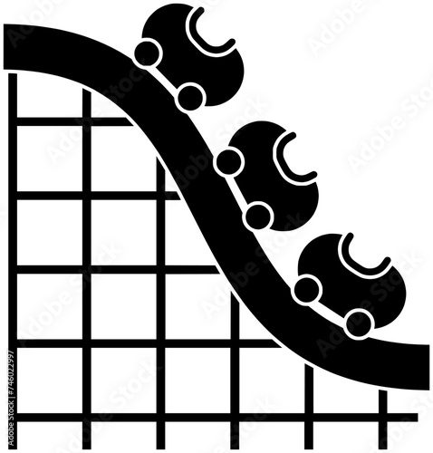 carnival illustration amusement silhouette roller logo ride icon park outline train track coaster fun entertainment adventure leisure rollercoaster funfair shape of coaster fun for vector graphic