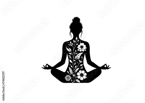 Woman Yogo Logo, Floral Style. 