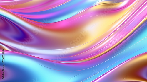 abstract background with liquid metal waves  colorful shiny iridescent  background  