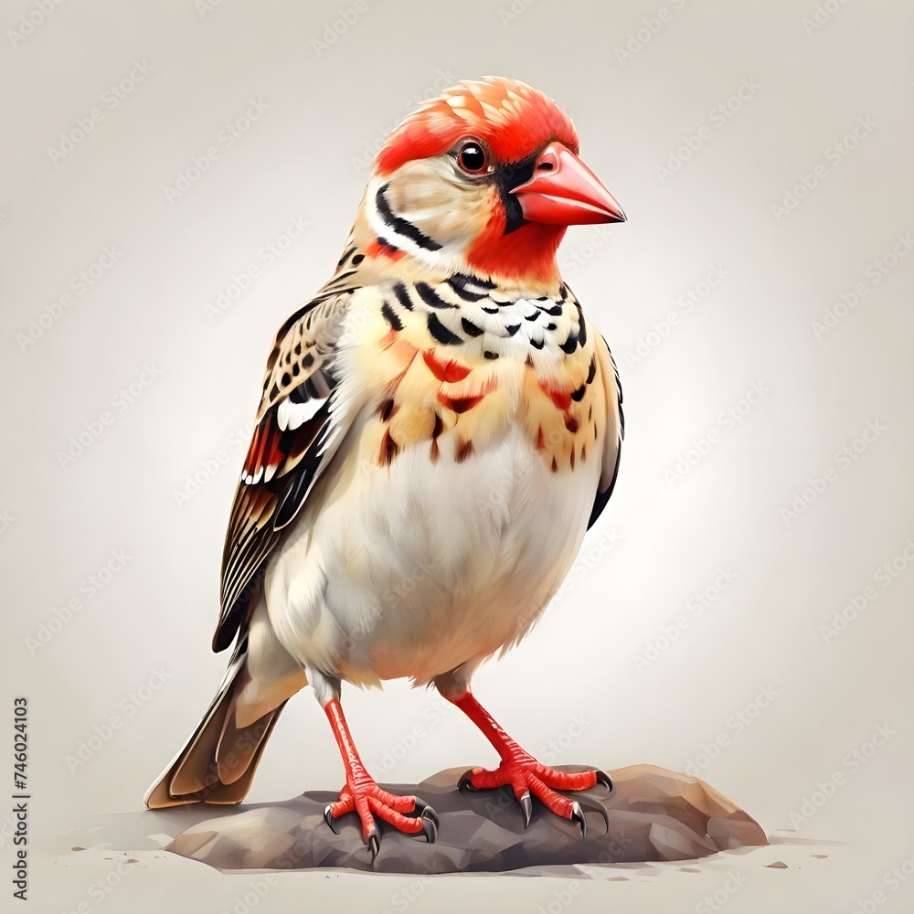 Obraz premium Red-billed Quelea in a watercolor style. Generative AI 