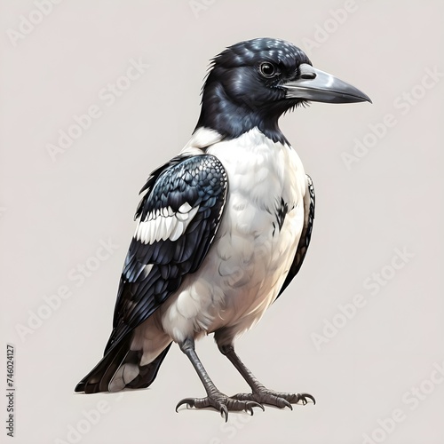 Australian Magpie in a watercolor style. Generative AI	 photo