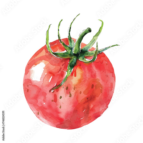 watercolor tomato on white background