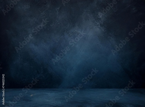 Empty dark room in navy blue background wallpaper for display
