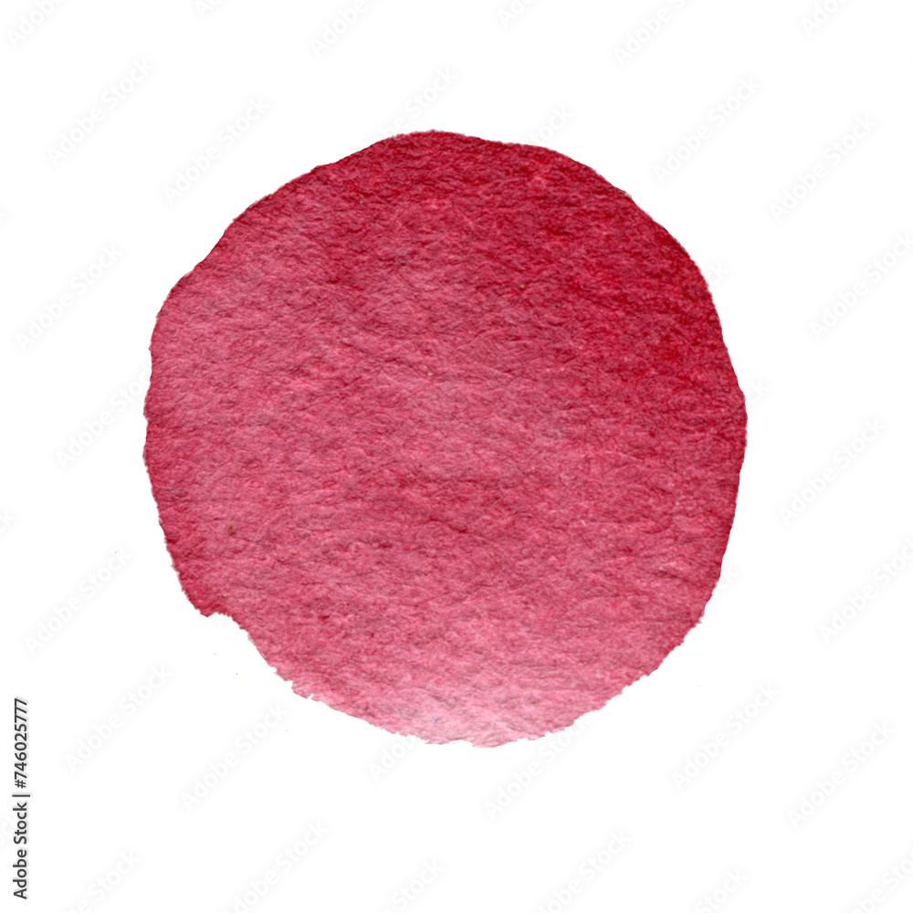 Red, pink, rose watercolor circle isolated on white background. Watercolour hand painted round shape with uneven edges. Red, pink, rose watercolor circle isolated on white background. Watercolour hand painted round shape with uneven edges.