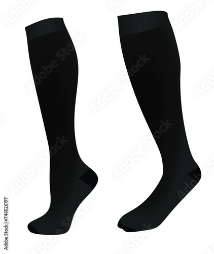 Black soccer socks. vector illustration