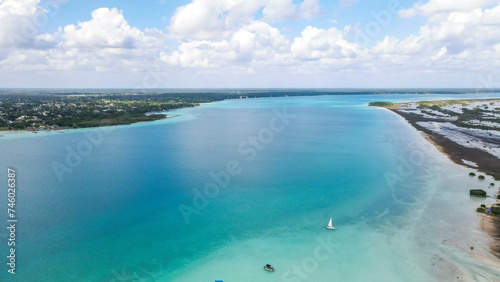 Aerial View From Bacalar, Houses, dock, perfect instant