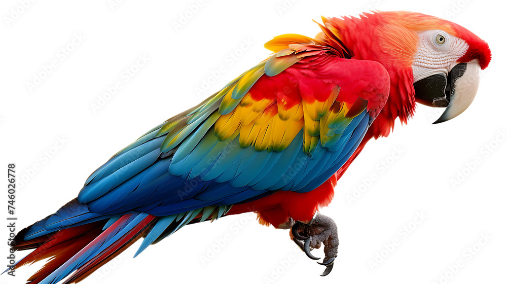 A colorful parrot isolated on transparent background 