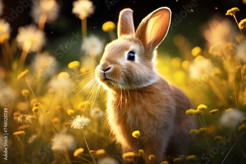 a rabbit in a field of flowers © Maria