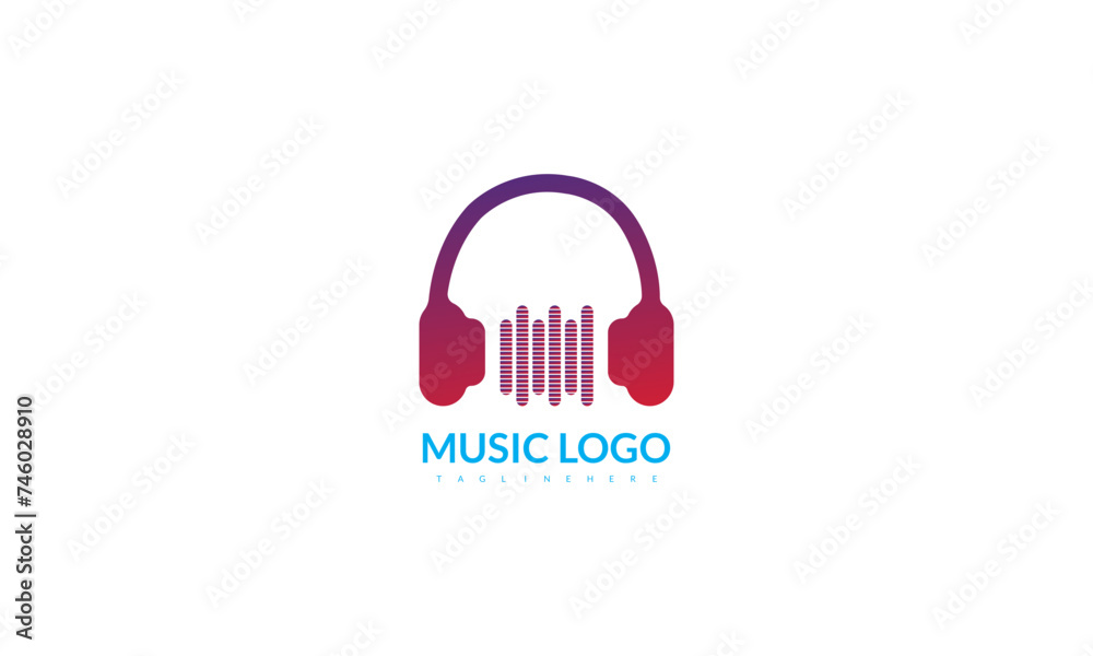 Creatve headphone with a sound wave logo design.