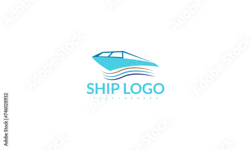 logo vector made from simple cruise ship with shadow effect, cruise ship logo