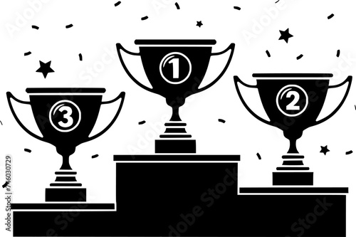 1st illustration leaderboard silhouette winner logo win icon victory outline trophy success star sport rank prize podium place pedestal shape of star sport for vector graphic background