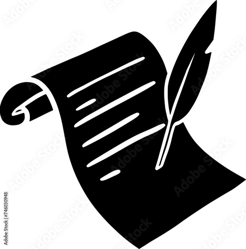 writer illustration typewriter silhouette creative logo pencil icon pen outline write letter idea content article education paper author book shape of idea content for vector graphic background