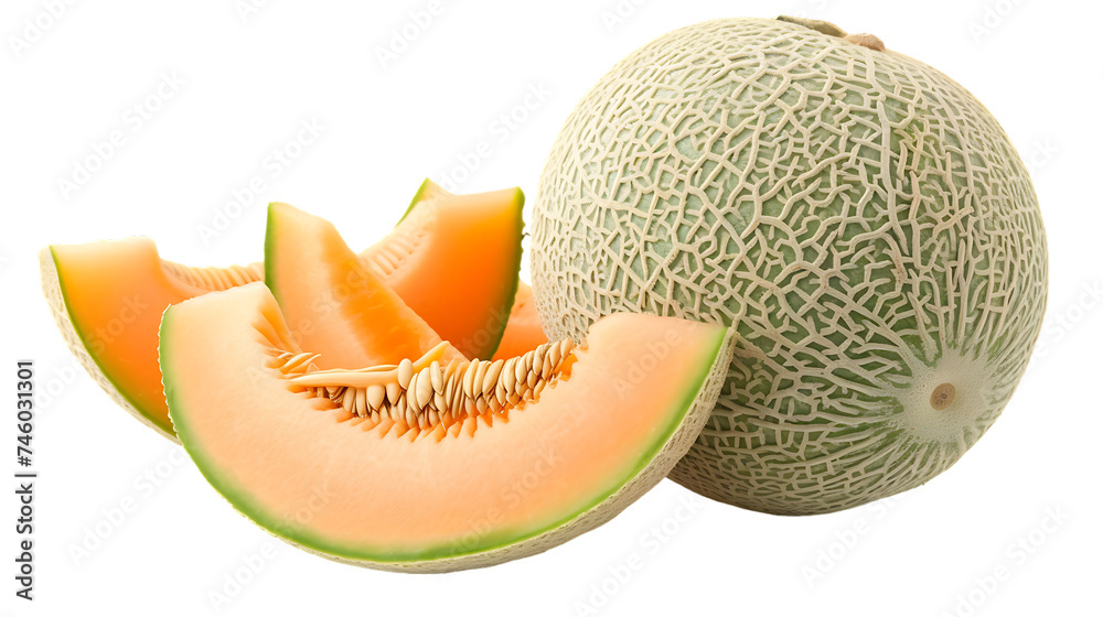 Cantaloupe melon isolated on transparent background Cantaloupe melon isolated on transparent background