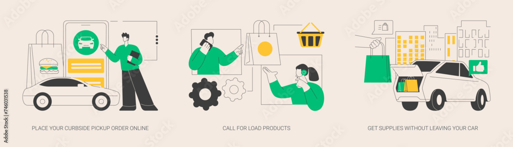 Curbside pickup abstract concept vector illustrations. Curbside pickup abstract concept vector illustrations.