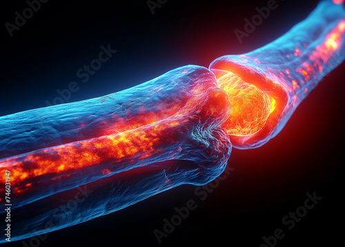 Hand with pain in elbow, close-up. Health care concept photo