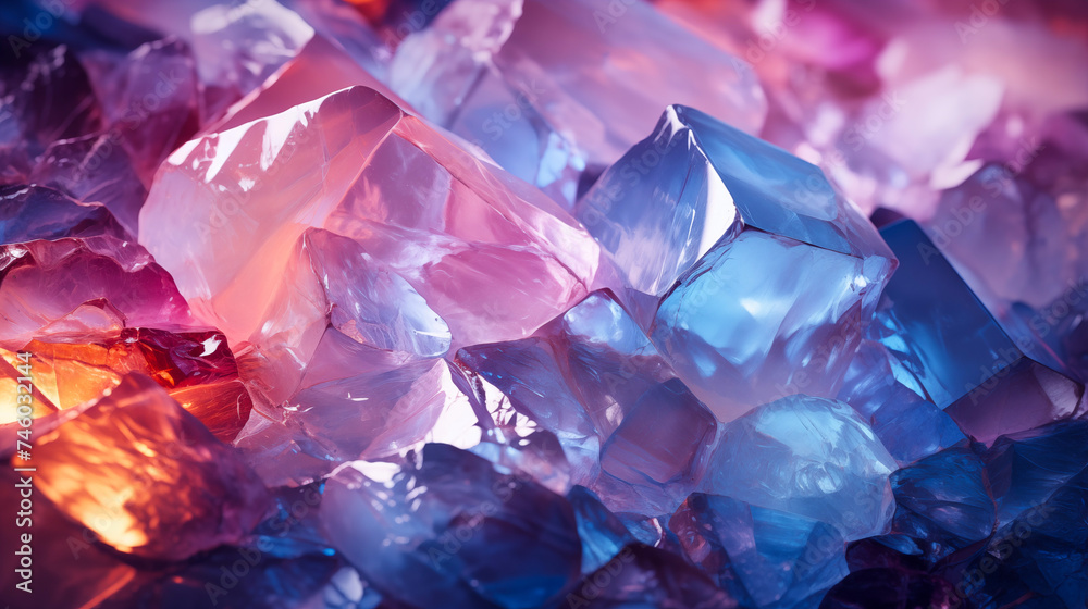 Abstract background with Opal effect texture. Close-up view group of purple rocks, highlighting their unique coloration Abstract background with Opal effect texture. Close-up view group of purple rocks, highlighting their unique coloration