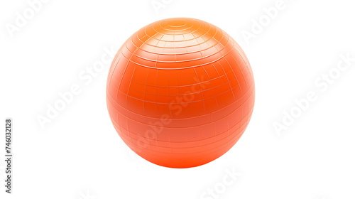 Close up of an orange fitness ball isolated on transparent background 