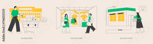 Retail shop abstract concept vector illustrations.