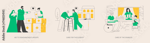 Help vulnerable people abstract concept vector illustrations. photo