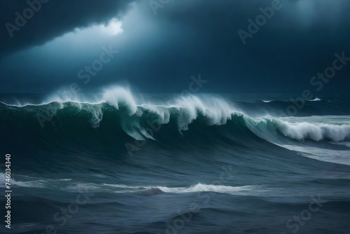 a realistic seascape during a fierce storm,