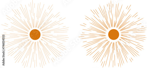 Bohemian linear set poster Sun print boho minimalist printable wall art style geometric abstract sunset sunrise print art work vector banner vintage texture natural color