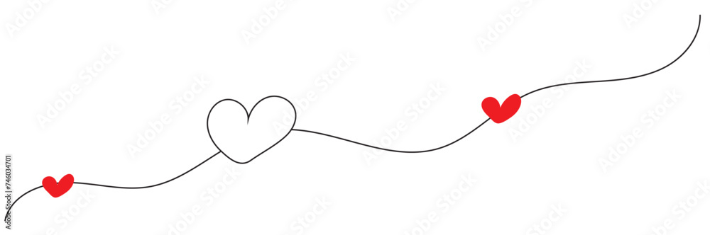 One continuous drawing of heart and color shape love sign. Thin contour and romantic symbol for greeting card and web banner. Doodle outline no background illustration One continuous drawing of heart and color shape love sign. Thin contour and romantic symbol for greeting card and web banner. Doodle outline no background illustration