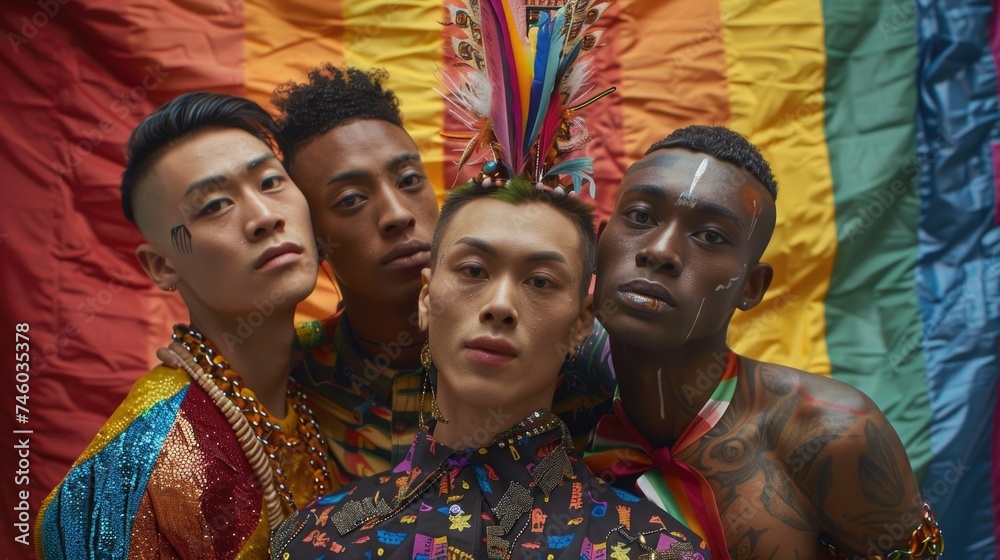 Diverse Unity - LGBTQ+ Pride. A powerful close-up of queer  people , their faces and expressions capturing a narrative of pride, unity, and the vibrant spirit of the LGBTQ+ community