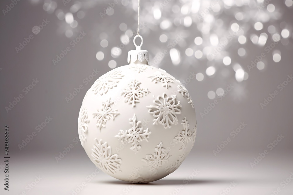 a white ornament with snowflakes on it a white ornament with snowflakes on it