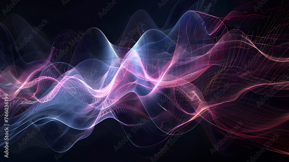  abstract image of radio frequency waves blending seamlessly with geometric shapes and lines.
