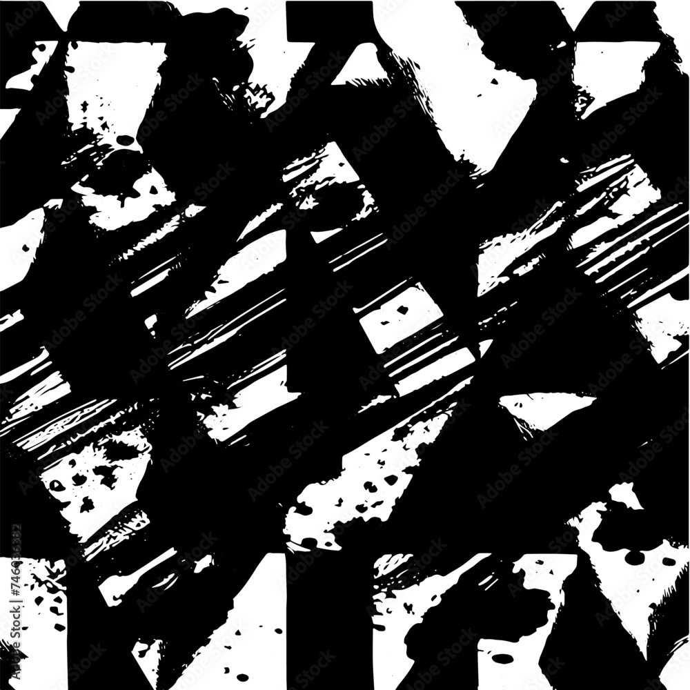 Fototapeta premium Grunge background of black and white. Abstract illustration texture of cracks, chips, dot. Dirty monochrome pattern of the old worn surface