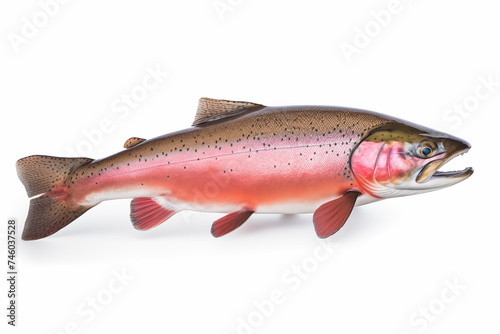 raw rainbow trout isolated on white background, close-up