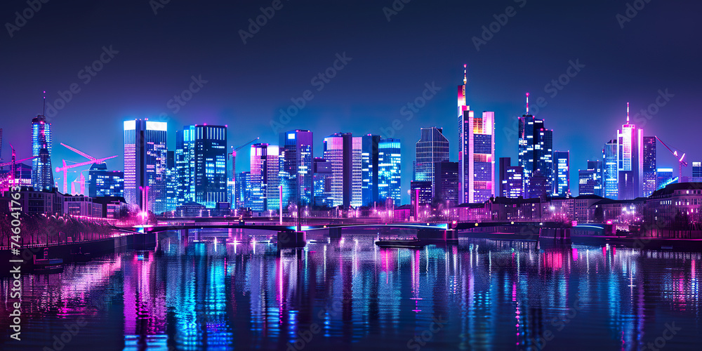Fototapeta premium Frankfurt am Main Skyline at night