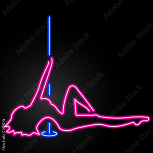 striptease neon sign, modern glowing banner design, colorful modern design trend on black background. Vector illustration.