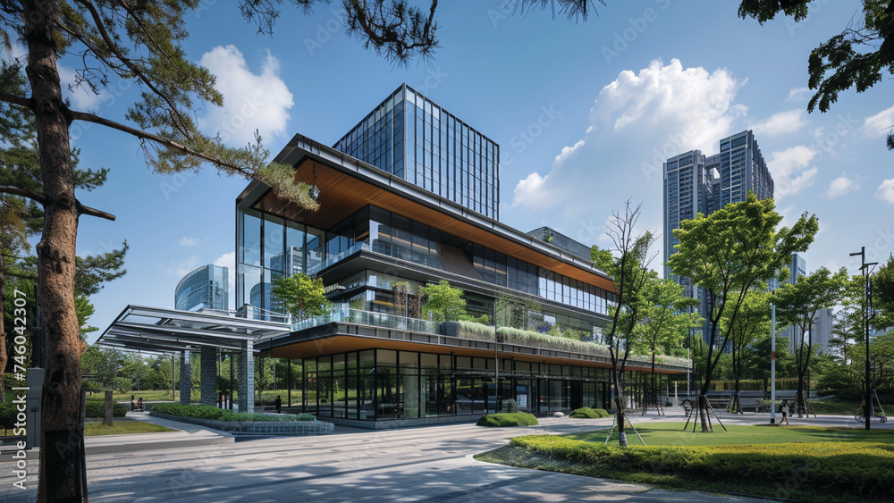 High-Rise building, Business center, building in nature High-Rise building, Business center, building in nature