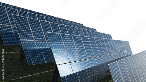 solar panels, solar cell clean electric power Illustration 3d rendering PNG