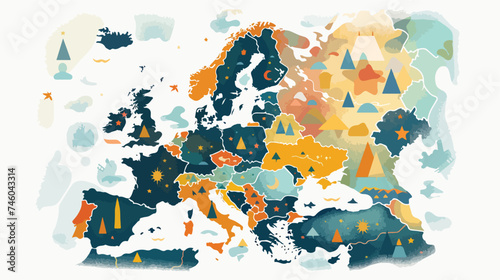 Europen union map isolated on white background vector photo