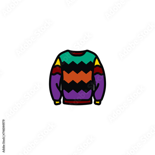 Original vector illustration. The icon of a warm knitted sweater with a pattern.