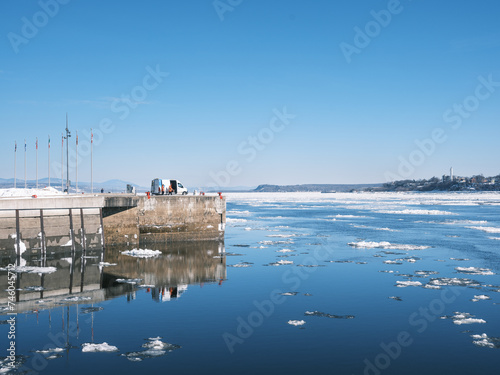 blue sky and river port