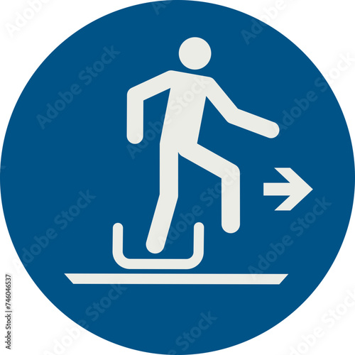 OBLIGATION SIGN PICTOGRAM, EXIT SLED-TOBOGGAN TO THE RIGHT ISO 7010 – M051, SVG