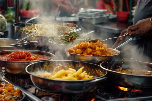 delicious food being cooked in restaurant kitchen