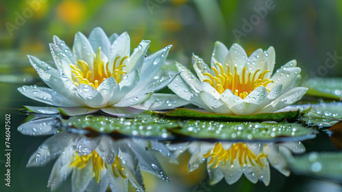 _Close up of Nymphaea with water drops