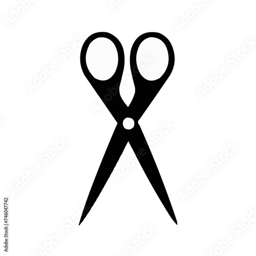 Black Scissors icon isolated on white background. Cutting tool. Vector illustration